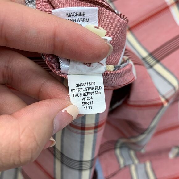 Banana Republic Soft Wash Shirt Men L Large Red Plaid Flip Cuff Cotton Button Up - Picture 10 of 13